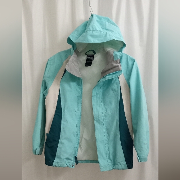 The North Face Hyvent Girl's ColorBlock Green/Ocean Foam Blue/ Jacket -SZ: 7/8 - Picture 11 of 16